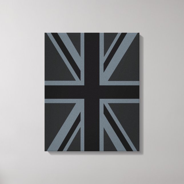 Impressão Em Tela Black Union Jack Flag Design (Frente)