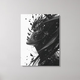 Impressão Em Tela Black & White Fantasy Woman Portrait – Elegant Abs