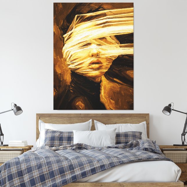 Impressão Em Tela Blindfolded Woman – Surreal Oil Art (Insitu(Quarto))