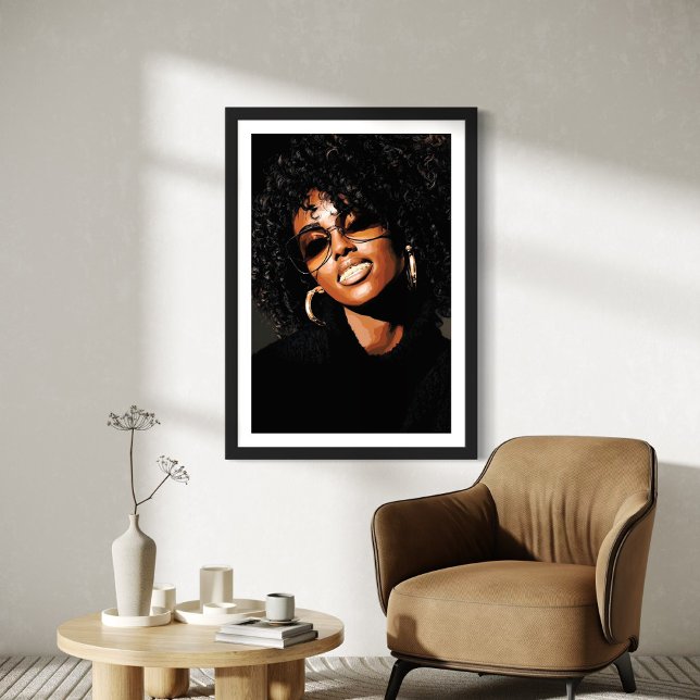 Impressão Em Tela Blinged - Retrato Afrocêntrico Negrito com Grillz (Criador carregado)