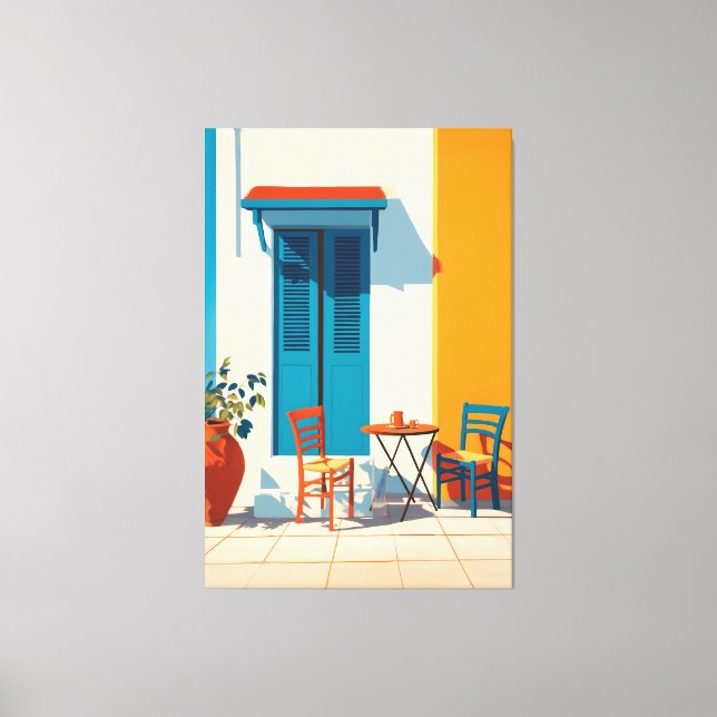 Impressão Em Tela Bliss do Terrace da Manhã Mediterrânica (Frente)