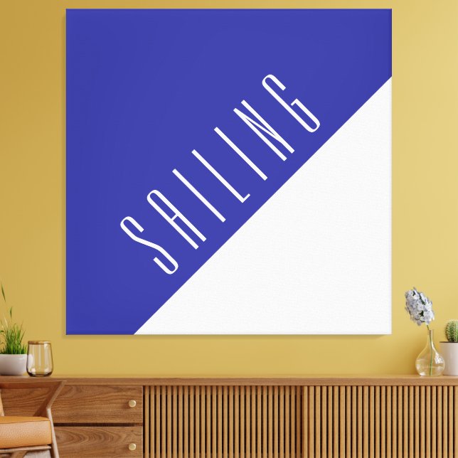 Impressão Em Tela Bloco de Cores Branco Azul Profundo de VIA (Insitu(Sala de estar))