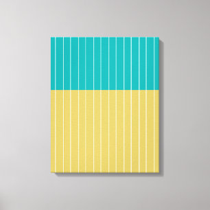 Impressão Em Tela Blocos Geométricos e Linhas Amarelo Azul