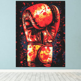 Impressão Em Tela Blood-Splattered Red Boxing Gloves Dramatic Art