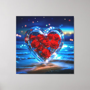 Impressão Em Tela Blooming Floral Heart Crystal