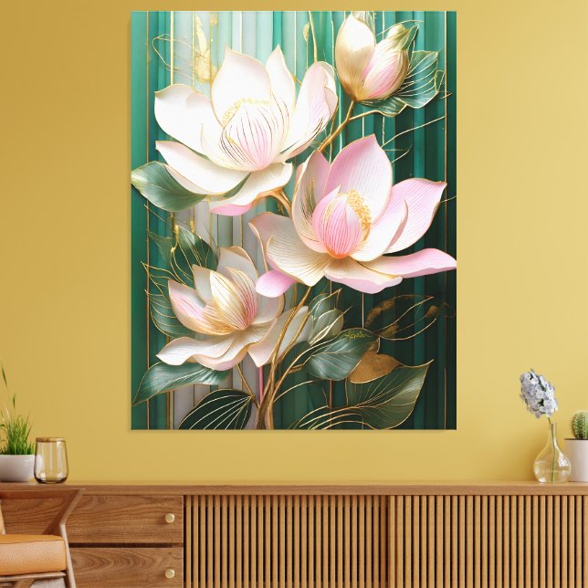 Impressão Em Tela Blooming Wallpaper Japonês Magnolia Art (Insitu(Sala de estar))