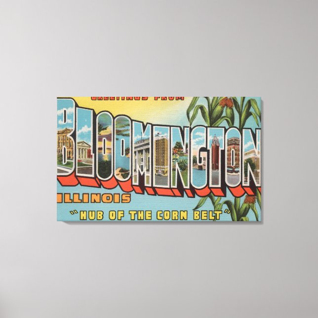 Impressão Em Tela Bloomington, Illinois - Cenas com Letra Grande 2 (Frente)