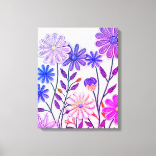 Impressão Em Tela Blooms em papel e thread: flor selvagem encharcada