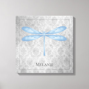 Impressão Em Tela Blue Dragonfly Damask