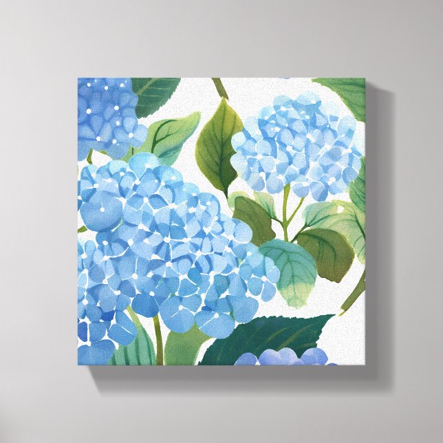 Impressão Em Tela Blue Hydrangeas | Linda Floral Bush (Frente)