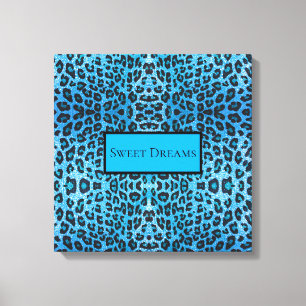 Impressão Em Tela Blue Leopard Faux Sparkle Sweet Dreams Modern Chic