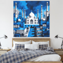 Impressão Em Tela Blue sky Taj Mahal AI art