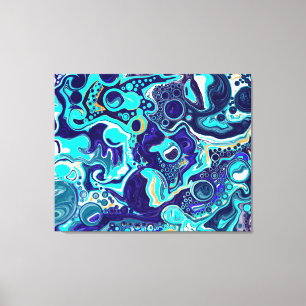 Impressão Em Tela Blue TeOcean Swirls Marble Fluid Art