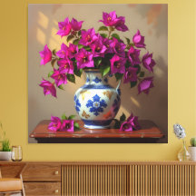 Blühende Eleganz – Bougainvillea in Porzellanvase