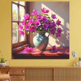 Impressão Em Tela Blühende Eleganz – Bougainvillea in Porzellanvase
