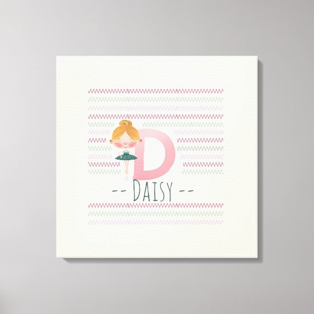 Impressão Em Tela Blush Pink Ballerina Monograma D - Arte Personaliz (Frente)