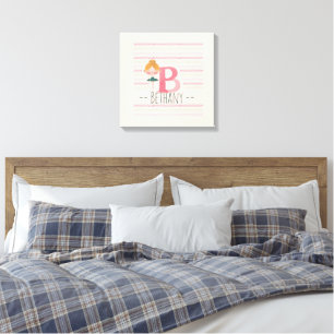 Impressão Em Tela Blush Rosa Balerina Monograma B – Arte Personaliza
