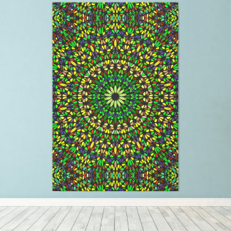Impressão Em Tela Bohemian Green Stone Mandala Premium Wrapped