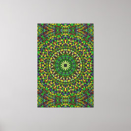 Impressão Em Tela Bohemian Green Stone Mandala Premium Wrapped