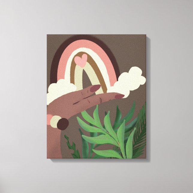 Impressão em Tela Boho Arco-íris Amantes de Planta (Frente)