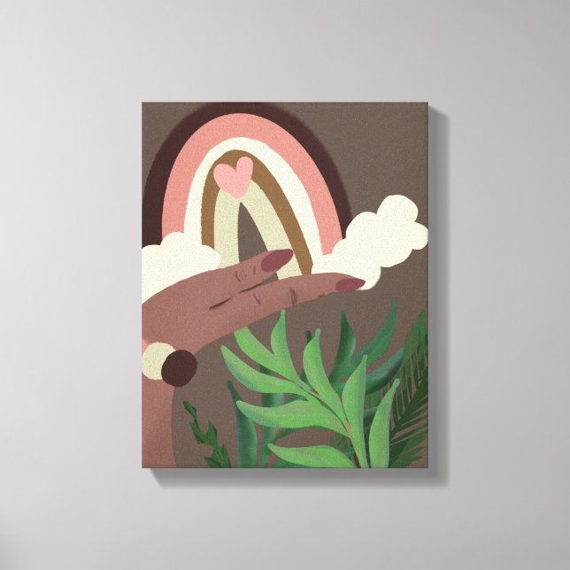 Impressão em Tela Boho Arco-íris Amantes de Planta (Frente)