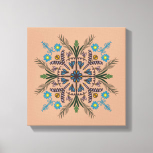 Impressão Em Tela Boho Botânico Mandala Vegetação Tropical