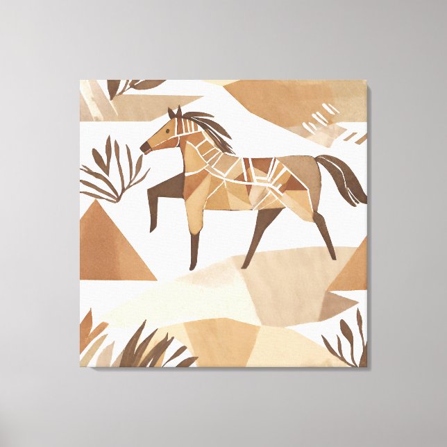 Impressão Em Tela Boho cavalo Folha Estilo de arte Botânica Simples  (Frente)