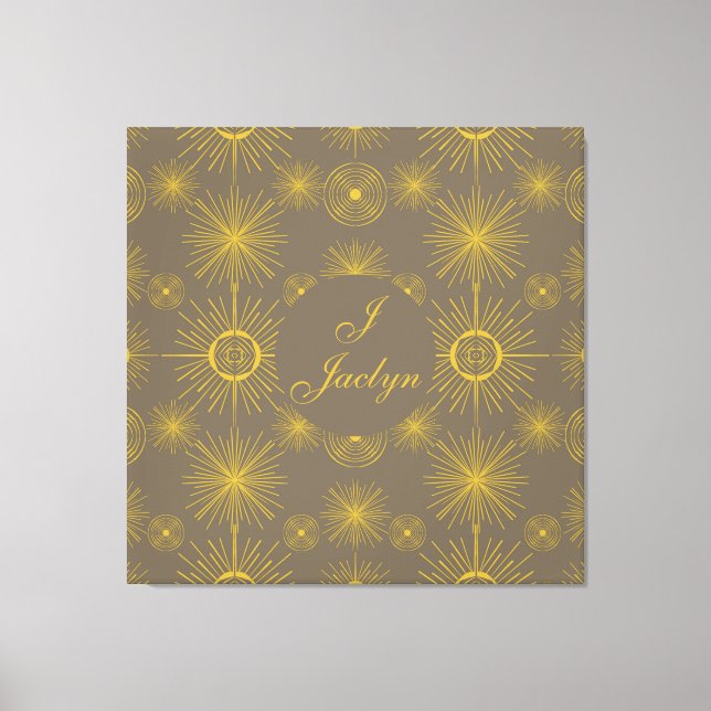 Impressão Em Tela Boho Celestial Sun Stars Cinzas Personalizadas (Frente)