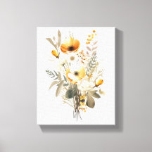 Boho Creme Bege Amarelo Floral Flores Botânico