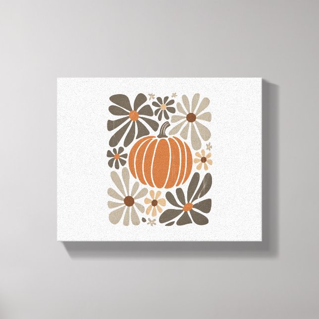 Impressão Em Tela Boho Floral Fall Pumpkin Season (Frente)