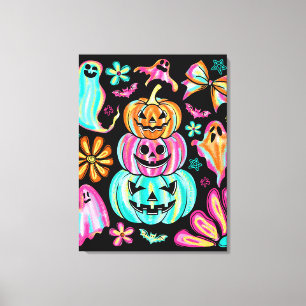 Impressão Em Tela Boho Halloween Pumpkin Ghost