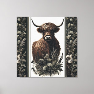 Impressão Em Tela Boho Highland Cow