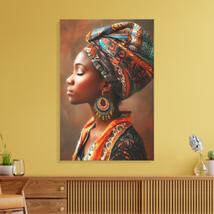 Impressão Em Tela Boho Queen: Mulher Africana no Muro Tradicional de