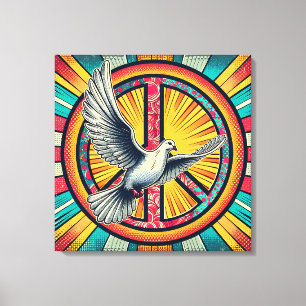 Impressão Em Tela Boho Retro Dove and Peace Sign