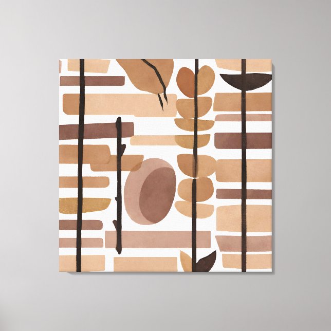 Impressão Em Tela Boho Rock Polygon Leaf Arte Botânica Estilo Modern (Frente)