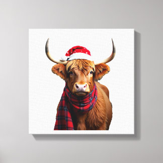 Impressão Em Tela Boho Xmas Christmas Highland Cow T-Shirt (1)