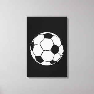 Impressão Em Tela Bola de Futebol Clássica Vintage com Ilustração Es