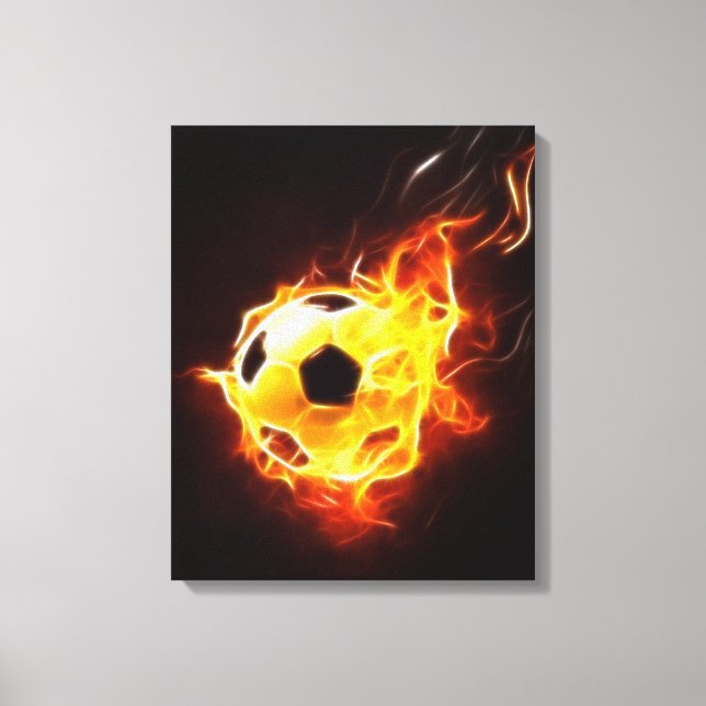 Impressão Em Tela Bola de Futebol nas chamas (Frente)