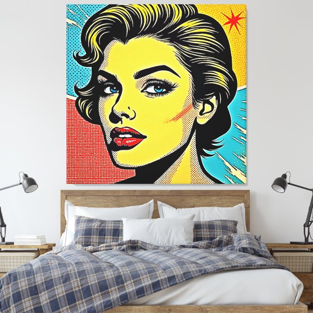 Impressão Em Tela Bold Pop Art Woman Defined (Insitu(Quarto))
