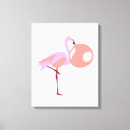 Impressão Em Tela Bolha Engraçada Goma Flamingo Soprando Bolha
