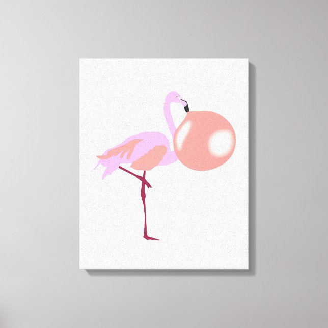Impressão Em Tela Bolha Engraçada Goma Flamingo Soprando Bolha (Frente)