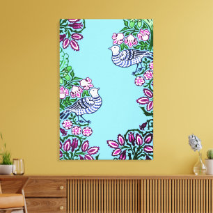 Impressão Em Tela Bolotas de Flores de Arte Folclórica