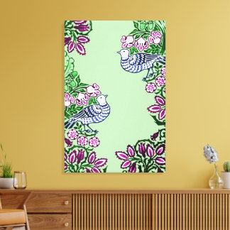 Impressão Em Tela Bolotas de Flores de Arte Folclórica