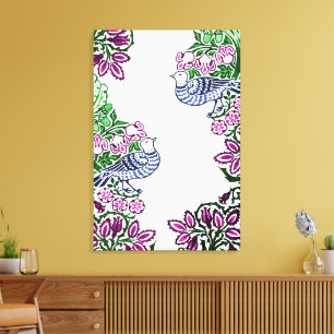 Impressão Em Tela Bolotas de Flores de Arte Folclórica