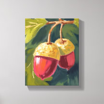 Bolotas de Outono | Aquarela Outono Vermelho Verde