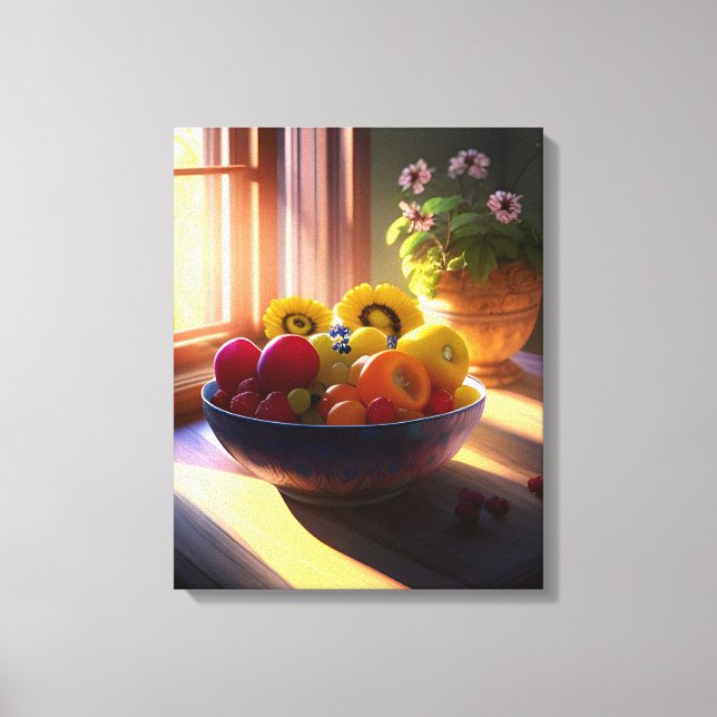 Impressão Em Tela Bolsa de Sol de Frutas e Flores 1 (Frente)