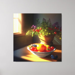 Impressão Em Tela Bolsa de Sol de Frutas e Flores 3