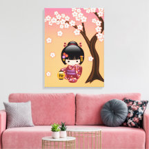 Boneca Kokeshi Sakura - Garota Geisha no Pêssego