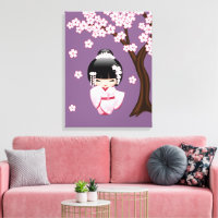 Boneca White Kimono Kokeshi - Garota Gisha Bonita