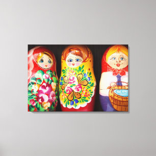 Impressão Em Tela Bonecas Matryoshka Coloridas